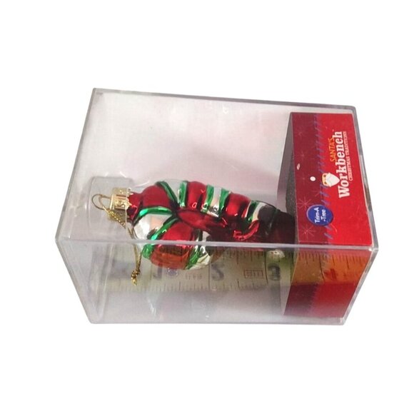 Set Of 6 Santas Workbench Christmas Candy Cane Ornaments Glass In Original Boxes - Picture 8 of 8